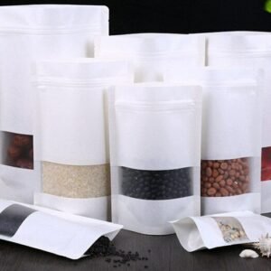 Alternative view of window white paper bags with zipper and bottom (100 pcs)