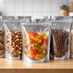 front clear aluminum zipper bag