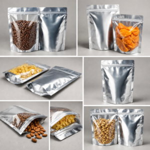 One Side Clear and other Aluminum zipper bags with stand up  (100 pcs)